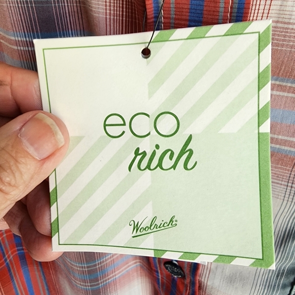 Woolrich Mens ECORICH Plaid SS Cotton Blend L - Picture 6 of 7